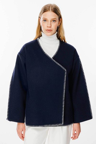 Hooopstore Premium ραμμένο μπουφάν Navy Blue Cashew