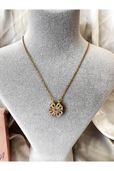LAYDA LARA ACCESSORY قلادة فاخرة قابلة للطي بتصميم قلب مغناطيسي من الفولاذ
