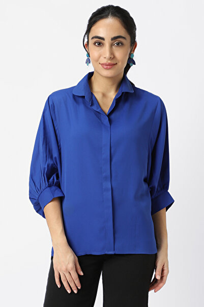 RİNA Basic Blouse Cobalt Blu