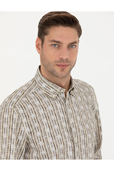 Pierre Cardin Haki Regular Fit Uzun Kollu Gömlek 50273550-VR027