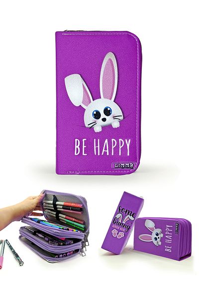 Limmy Μολυβοθήκη Purple Rabbit Kawai - Vegan Leather, Organizer τριών θέσεων