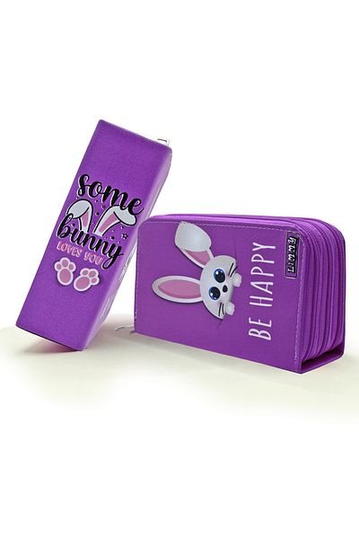 Limmy Μολυβοθήκη Purple Rabbit Kawai - Vegan Leather, Organizer τριών θέσεων