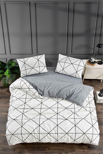 Roi Single Letter Patterned Duvet Cover Set with Elastic Sheets and 1 Pillowcase