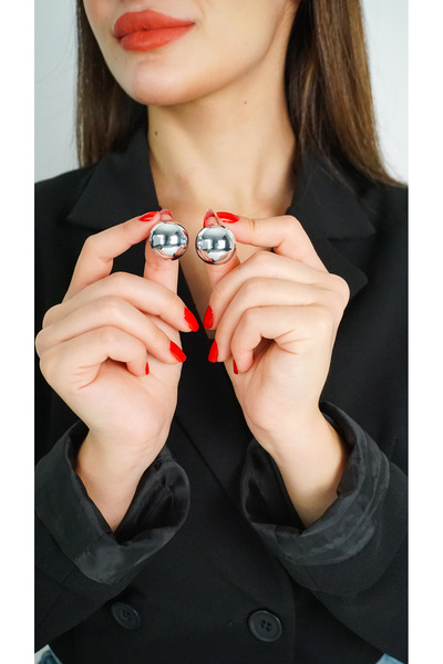 TRENDTAKI Küçük Yuvarlak Küpe Rodyum Kaplama Vintage 0031