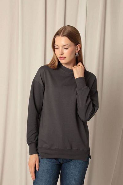 Cream Sweat de damă din țesătură cu două fire, antracit