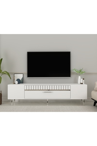 DEMONTE DECOR DEKOLP1DD TV SEHPASI BEYAZ-GÜMÜŞ