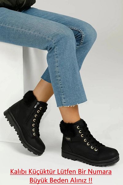 Kinetix Original Furry Zippered Non-Slip Sole Micro Fiber Black Outdoor Boots