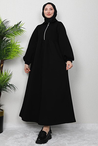 giz astore İlayda Fermuarlı Elbise Siyah
