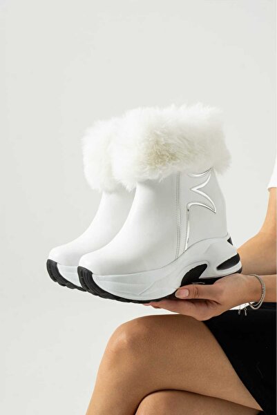 LEYDİ SHOES JENA GİZLİ TOPUK BEYAZ CİLT BOT