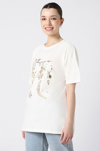 RİNA Table Top Short Sleeve T-shirt Off White