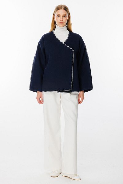 Hooopstore Premium ραμμένο μπουφάν Navy Blue Cashew