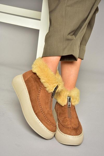 Fox Shoes Τ 811231102   Tan Suede Γυναικείες Μπότες