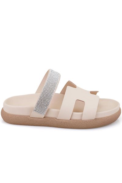 Desa Papuci de damă Fanetta Beige din piele cu talpă confortabilă