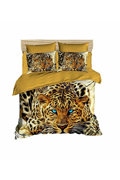 Fabeteks Leopard Calm 3D Double Duvet Cover Pillow Set