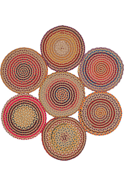 Cool Halı Luke 414 Renkli Yuvarlak Halı Paspas Bohem Örgü Hasır Kilim Dekorat...