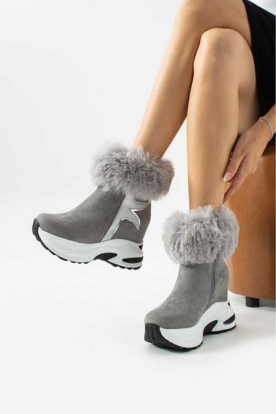 LEYDİ SHOES ΜΠΟΤΕΣ JENA ΚΡΥΦΟ ΤΑΚΟΥΝΑ ΓΚΡΙ ΣΟΥΕΤ
