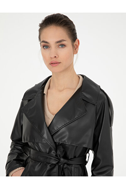 Pierre Cardin Siyah Regular Fit Suni Deri Ceket 50273596-VR046