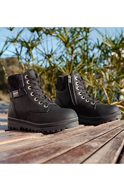 Kinetix Orijinal  Kürklü Fermuarlı Kaymaz Taban Micro Fiber Siyah Outdoor Bot