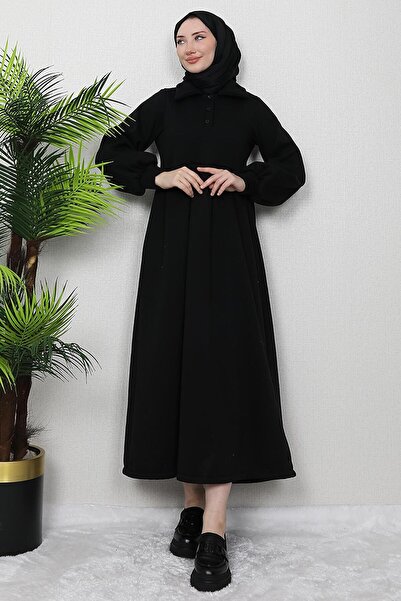 giz astore Şevval Düğmeli Elbise Siyah