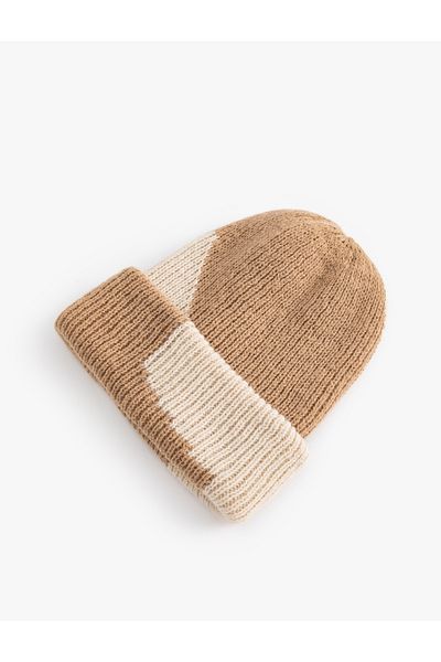 Koton Beanie Patterned Knitted Folded