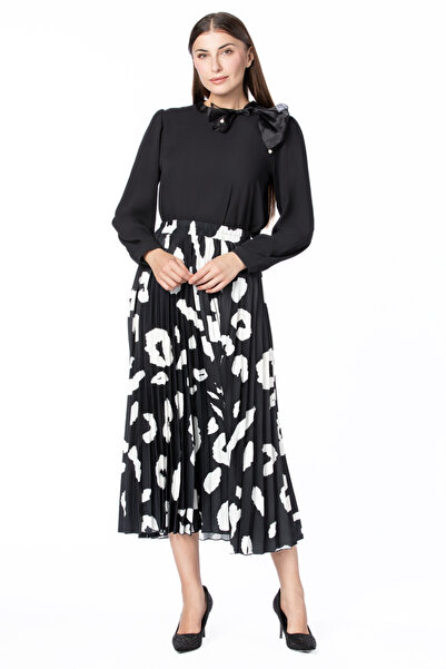 RİNA تنورة ماكسي باللونين الأبيض والأسود