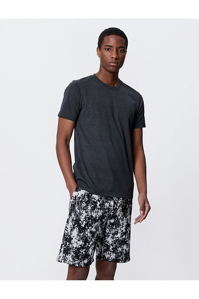Koton Lace-Waist Shorts with Abstract Printed Pocket Detail and Slim Fit