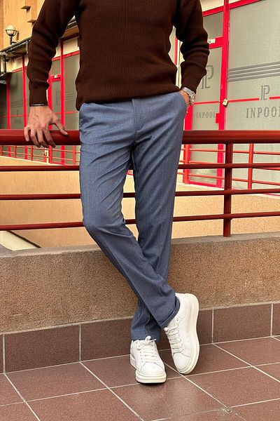 inpool Men'S, Elastic Waist, Diagonel Fabric, Old Money Culture, Double Leg, Regular Fit Pants 24Inp291