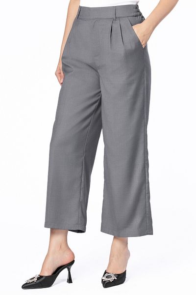 RİNA Back To Work Fashion Casual Pant Gray