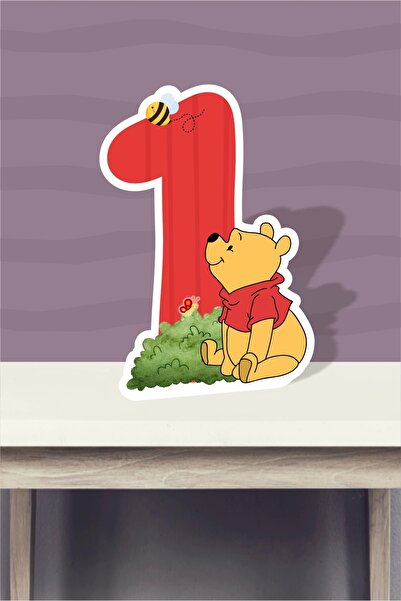 neşeli günlerim Winnie The Pooh Temalı Ayaklı Rakam Pano - 1 Yaş (40 cm)