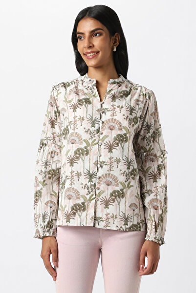 RİNA Vintage Tropics Blouse Off White