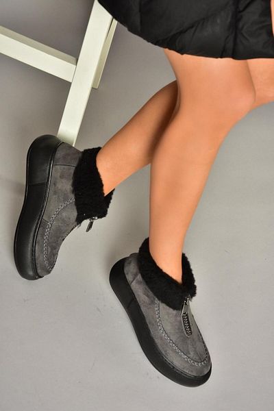 Fox Shoes Τ 811231102   Γκρι σουέντ γυναικείες μπότες