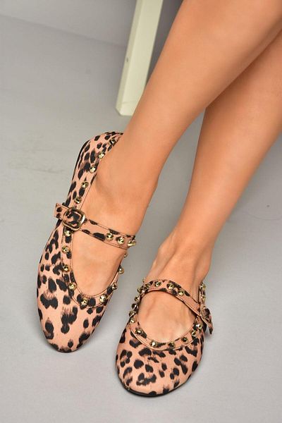 Fox Shoes T 820841104   Balerini de damă din material leopard