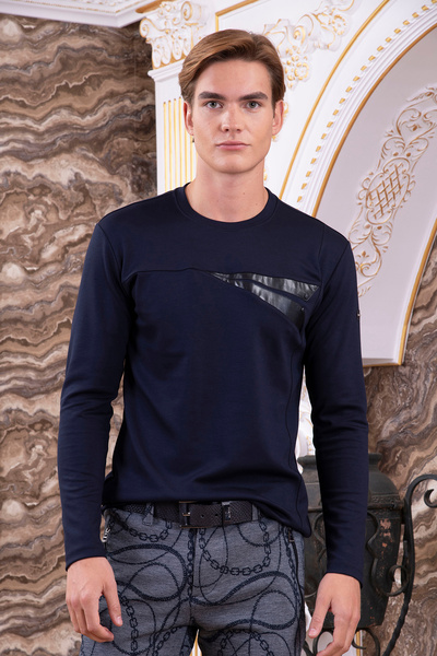 Mondo Lacivert Deri Detaylı Sweatshirt