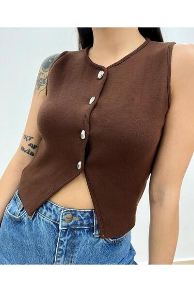 prova Missye0380 Model Buttoned Brown Vest
