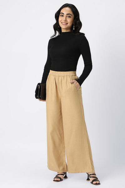 RİNA نيو إثنيك بنطال كاجوال باللون البيج