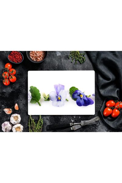 Saban 30X40 cm Glass Cutting Board with Life Flower Pattern