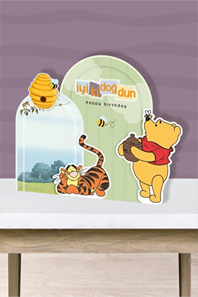 neşeli günlerim Winnie The Pooh Temalı Parçalı Ayaklı Pano 3Boyutlu (Masa Üstü) * Kalın Kağıt