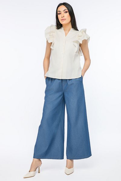 RİNA Abstract Garden Casual Pant Navy