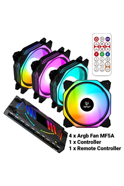 SNT Energy 4 Adet Argb Fan Ve Uzaktan Kumandalı Argb Kontrollerli Set Siyah