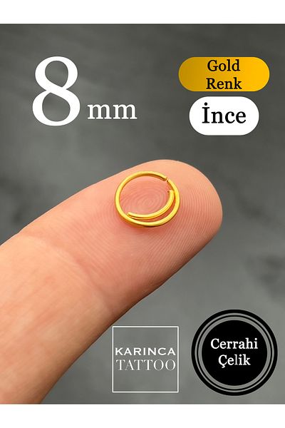 Karınca Piercing Gold Color Thin 8 mm Small Nose Ear Septum Ring Piercing