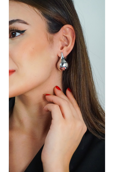 TRENDTAKI Gözyaşı Damlası Küpe Rodyum Kaplama 0029