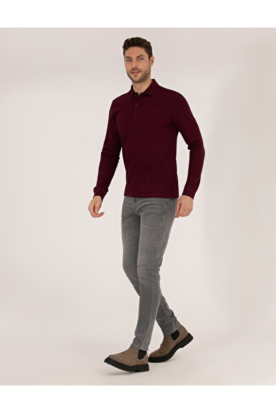Pierre Cardin Φούτερ Claret Red Slim Fit Basic 50276035 -VR014