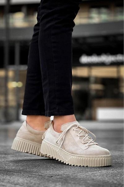 BPM Kb-X502 Beige Suede High Beige Sole Lacing Detailed Elastic Casual Men's Shoes