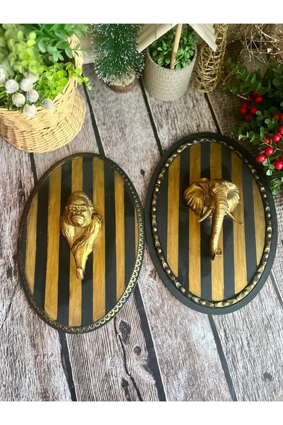 Dekor 2li Safari Pano ,Goril ve Fil ‘li Duvar Panosu ,Duvar Dekorasyonu