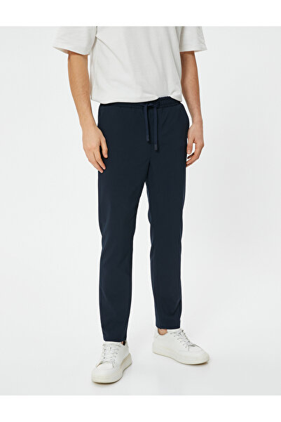 Koton Fabric Trousers with Lace Waist Slim Fit Pocket Detail