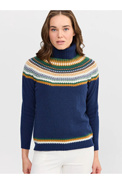 Desen Triko Жіночий светр з вовняної пряжі з рибальським коміром 22087