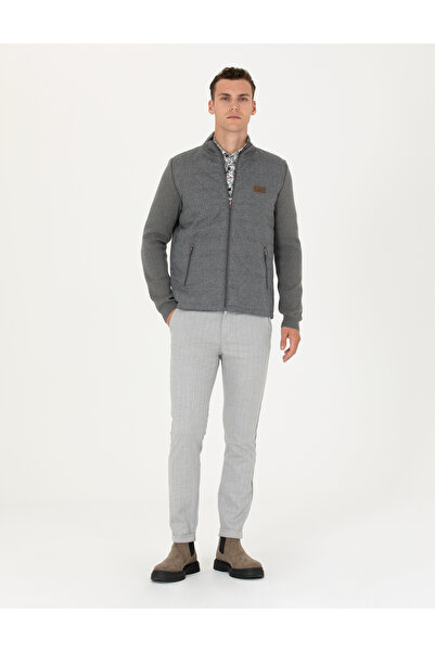 Pierre Cardin Gri Slim Fit Çizgili Kanvas Pantolon 50278471-VR024