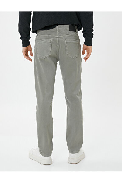 Koton Gabardin Pantolon Boru Paça Düğmeli Pamuklu