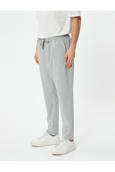 Koton Fabric Trousers with Lace Waist Slim Fit Pocket Detail