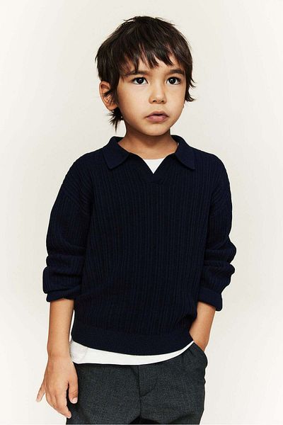 H&M Rib-knit cotton polo jumper